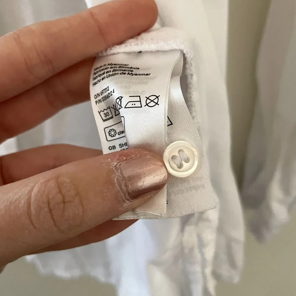 Divided white button down top pockets business casual comfortable long sleeved s - Image 7