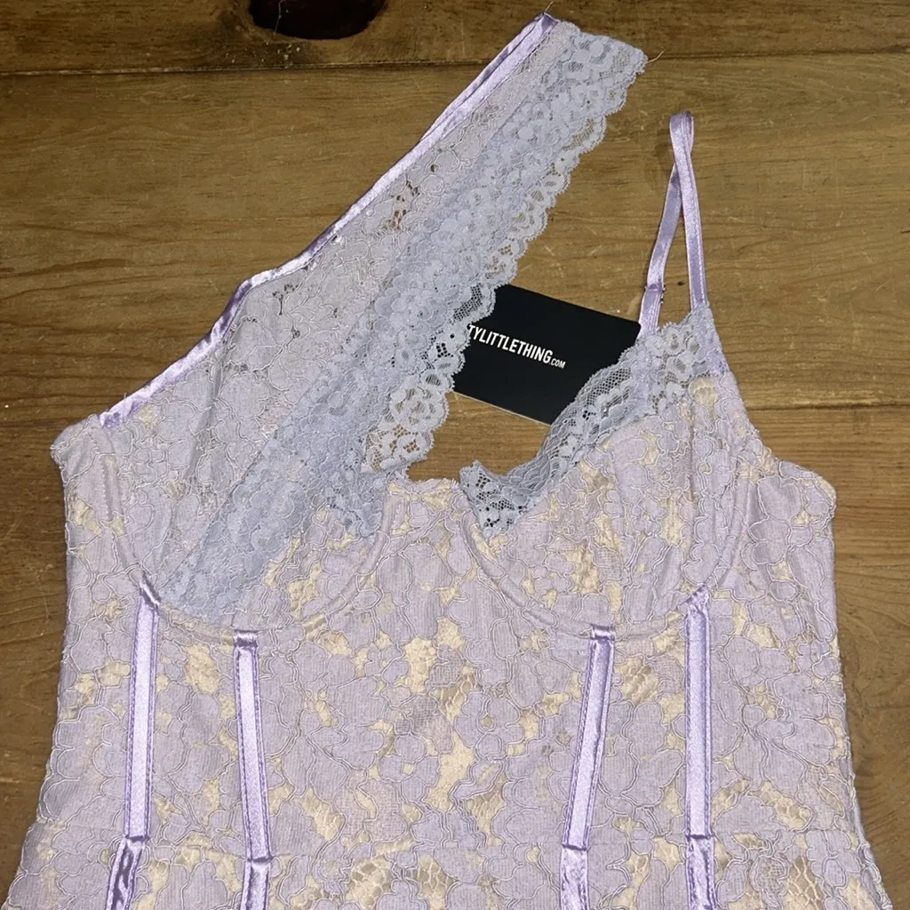 LILAC LACE BINDING DETAIL UNDERWIRED BODYCON DRESS Size 2 - Image 3
