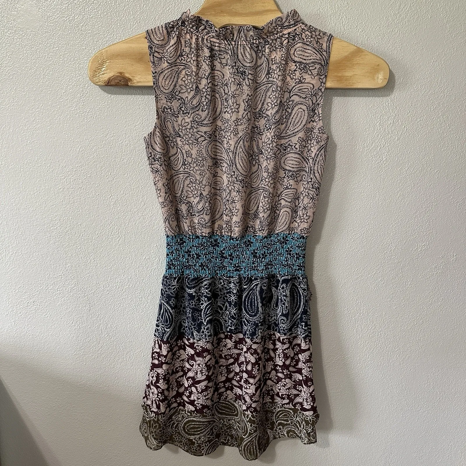 CAbi‎ Dress 5371 Sleeveless DANI Paisley Floral Size Small Layered Pink Blue - Image 4