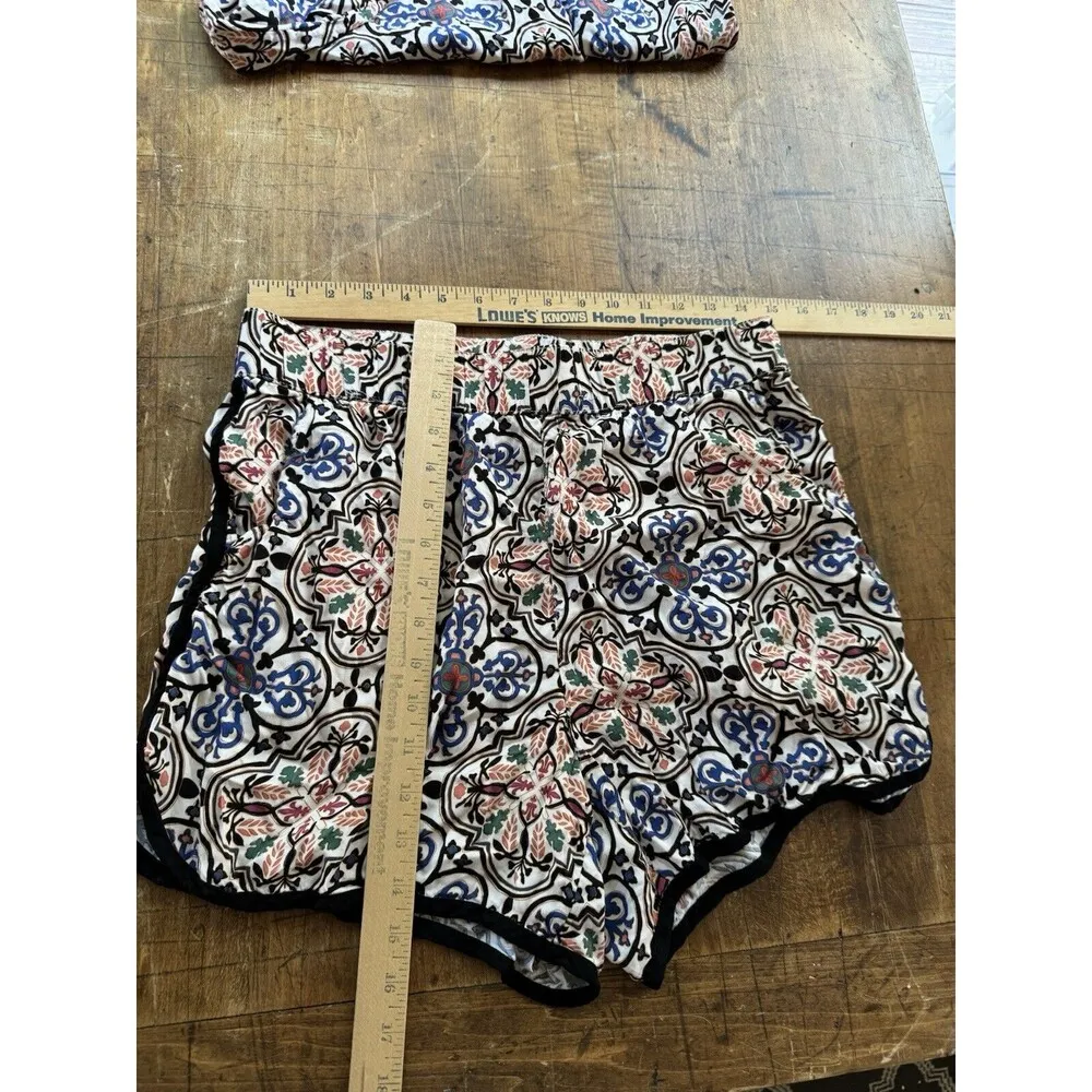 KNOX ROSE Intimates LOUNGEWEAR Top and Shorts Mosaic Size M Rayon Blend G8 - Image 7