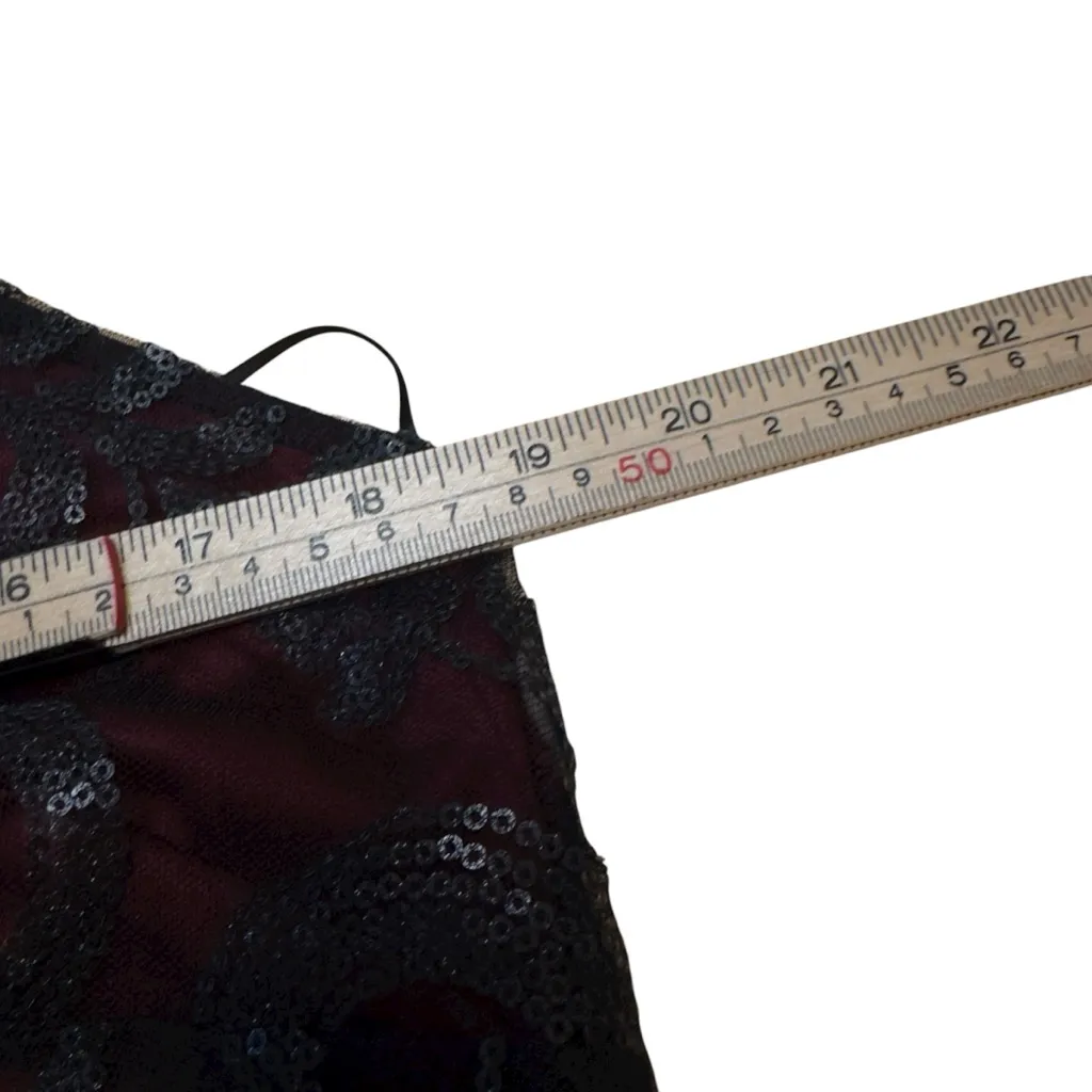 Altar’d State Burgundy + Black Sequin Lace Mock Neck Party Dress Women’s Medium - Image 8