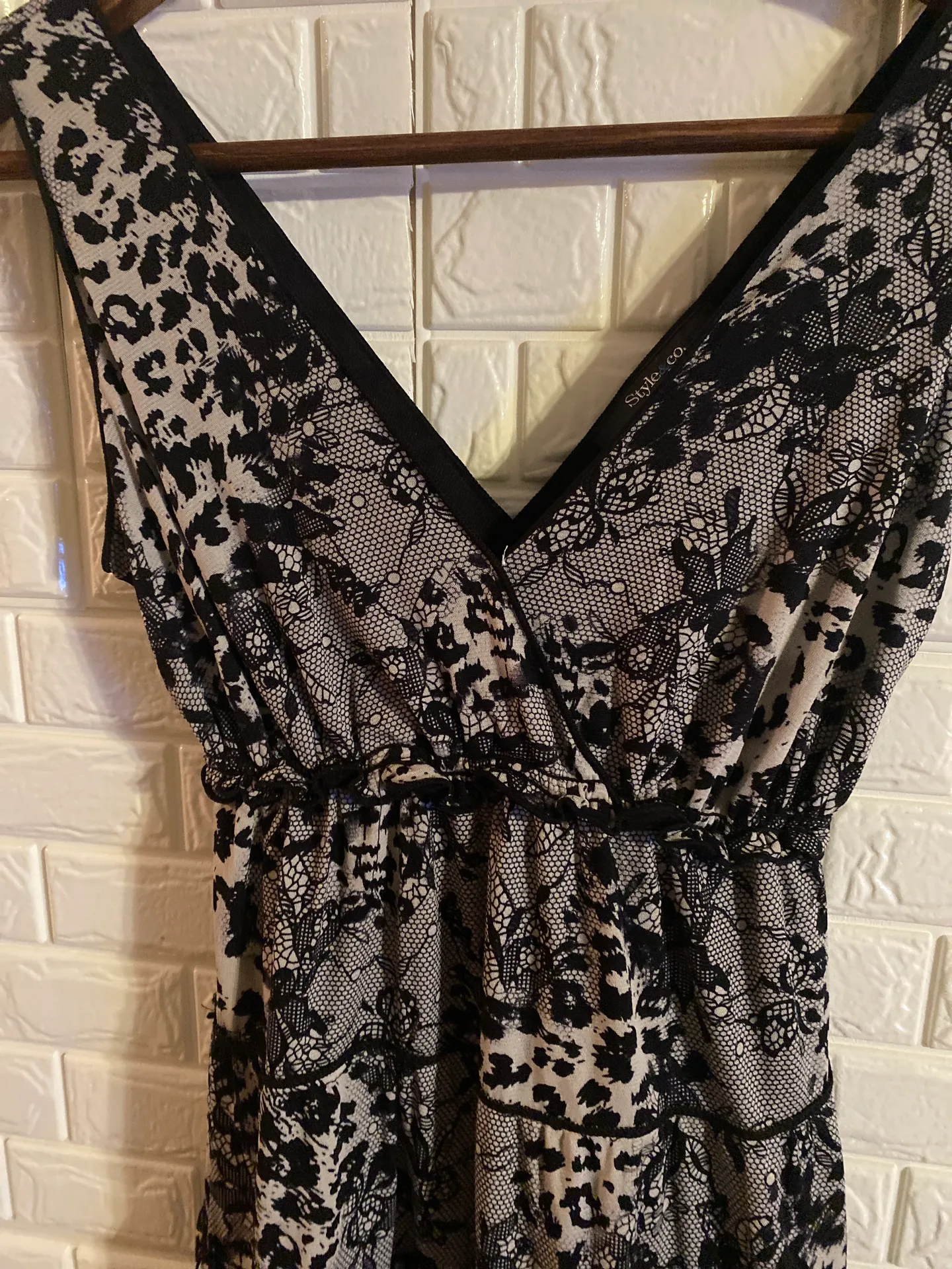 .  Dress Tiered Sleeveless Ruffle Nylon Black White Womens  Size PP - Image 5