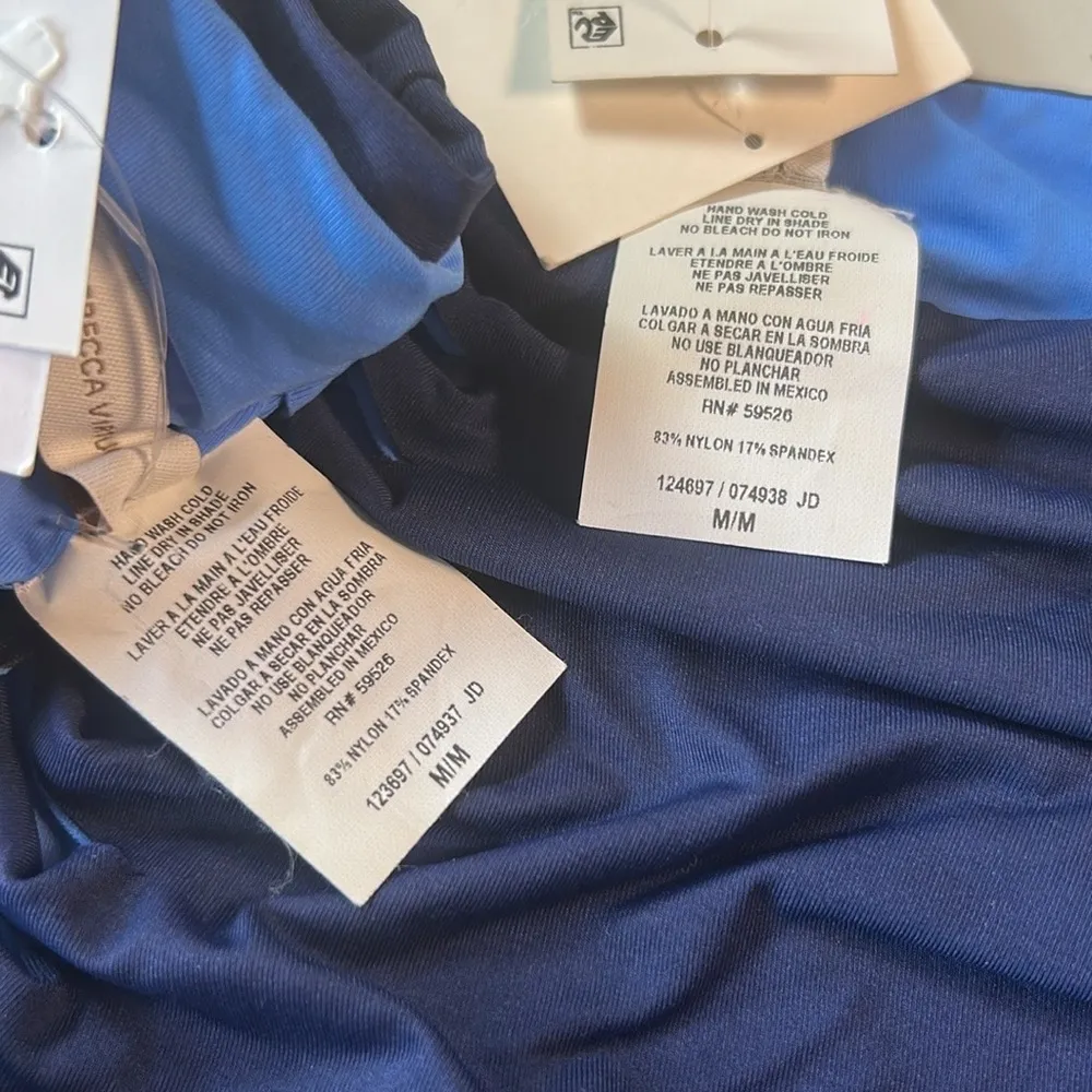 BECCA Bikini Women’s Size M Navy and Light Blue Bikini Swim Origami Cutouts Sexy - Image 6