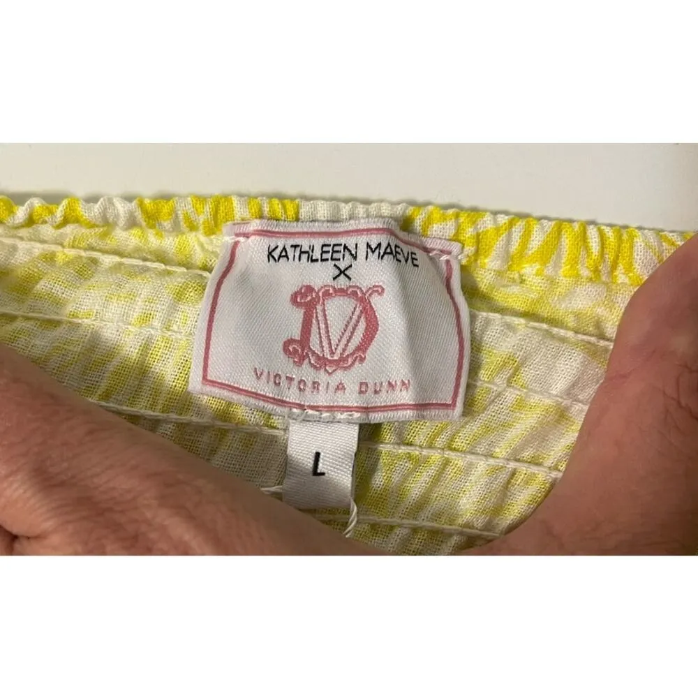 NWT Kathleen Maeve X Victoria Dunn Women Sundress Smocked Top Beachy Lemons sz L Yellow Size L - Image 5