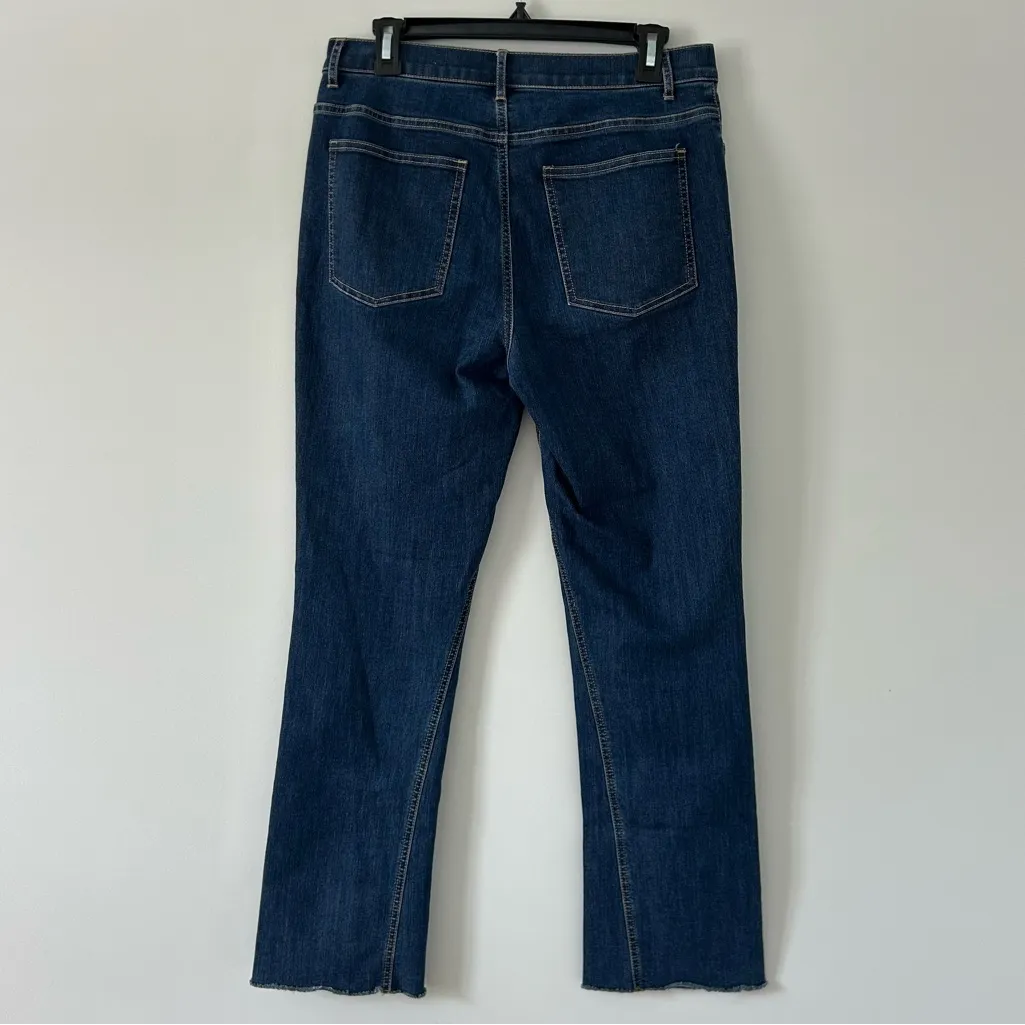 J. McLaughlin Dark Wash Boot Cut High Rise Raw Hem Jeans 8 - Image 2