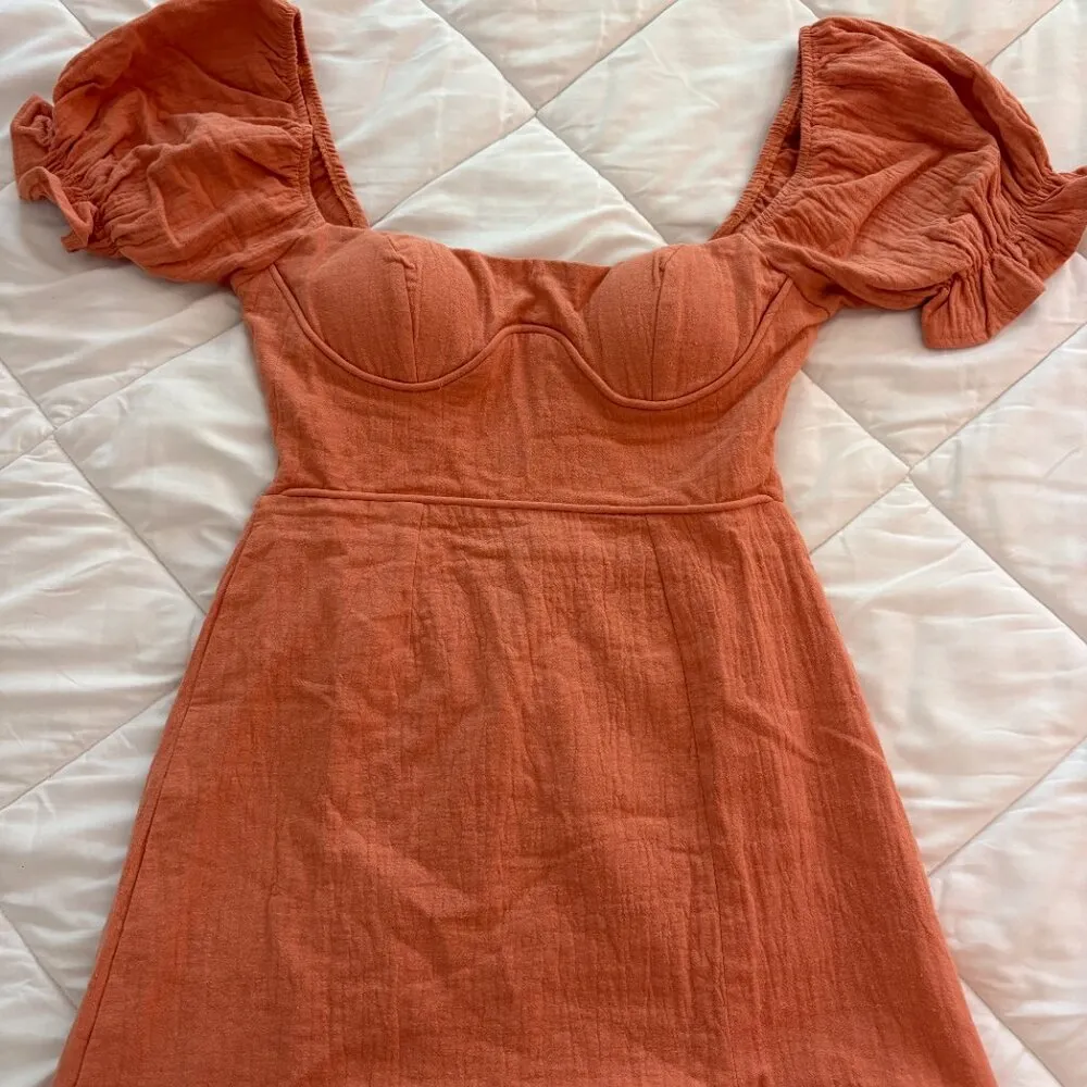 Selfie Leslie Apricot/Orange Mini Dress L - Image 3