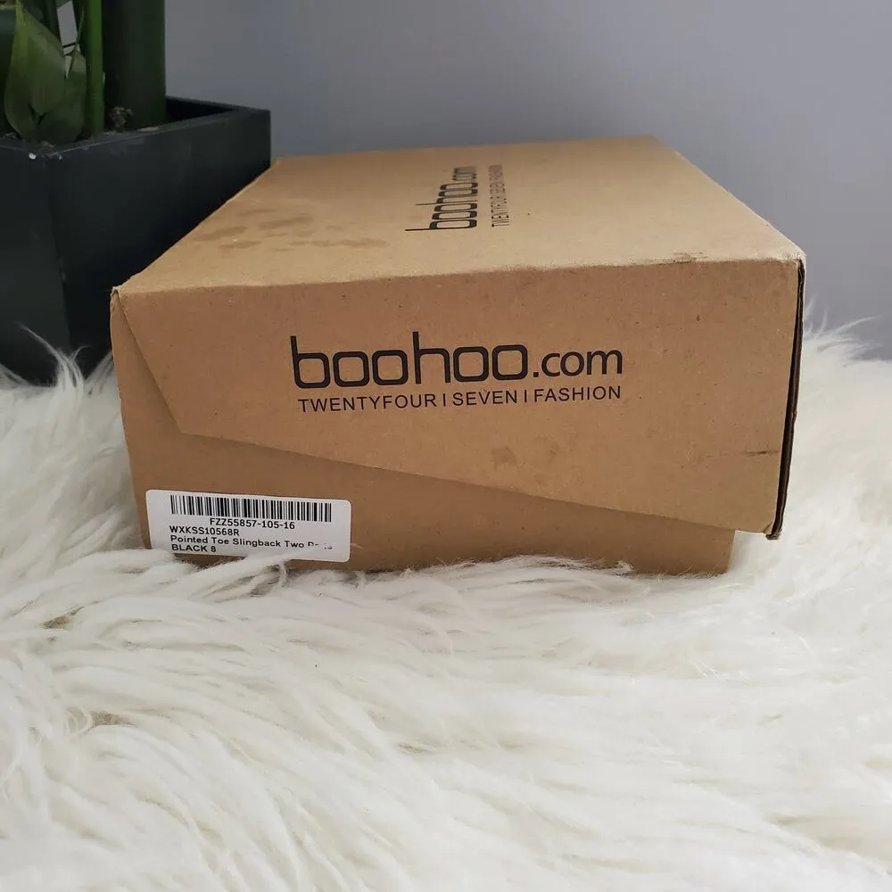 Boohoo Black Pointed Toe Slingback Strappy Heels 8 - Image 9