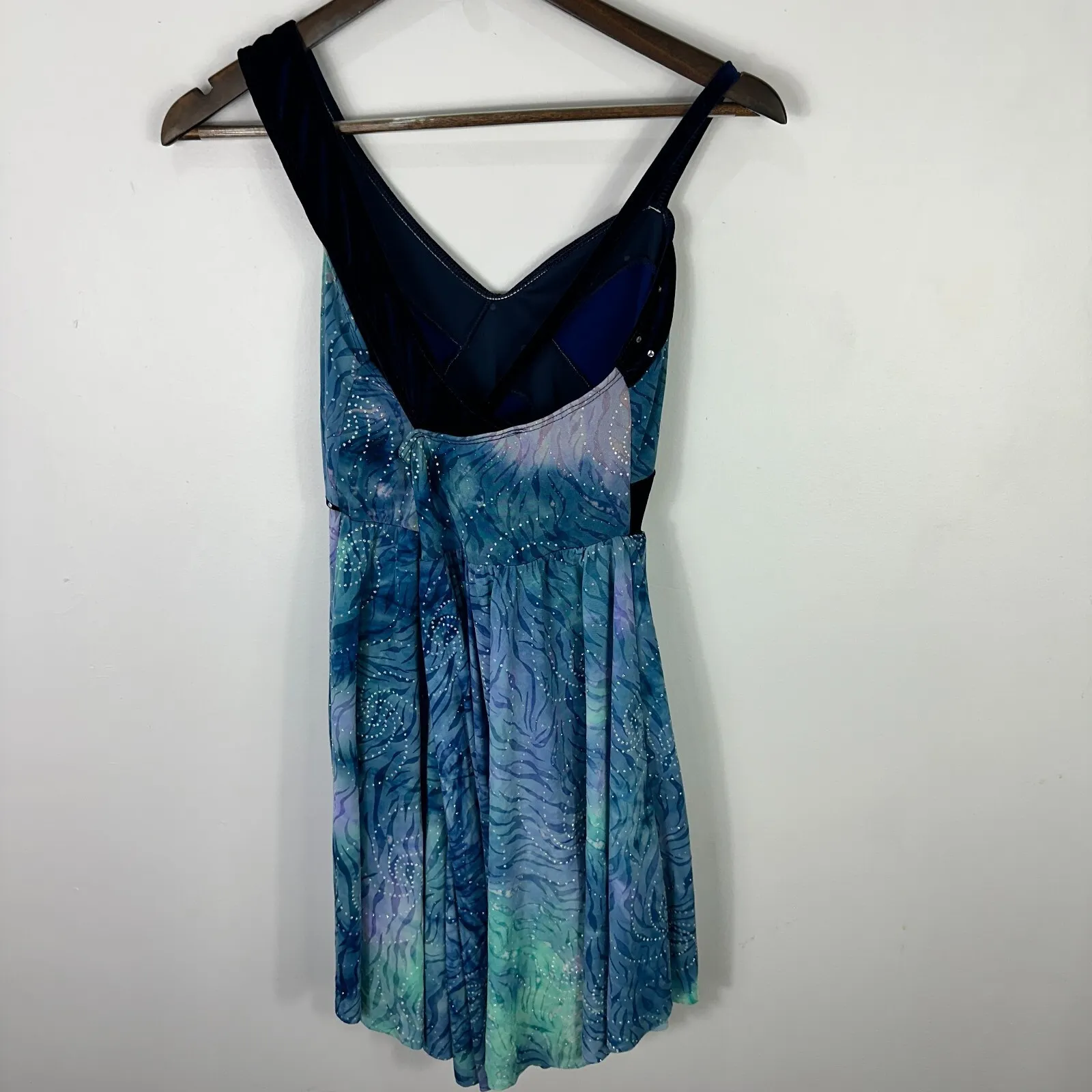 Art Stone Fairycore Dress Womens‎ Large Velvet Sequin Blue Skater Dance Costume - Image 6