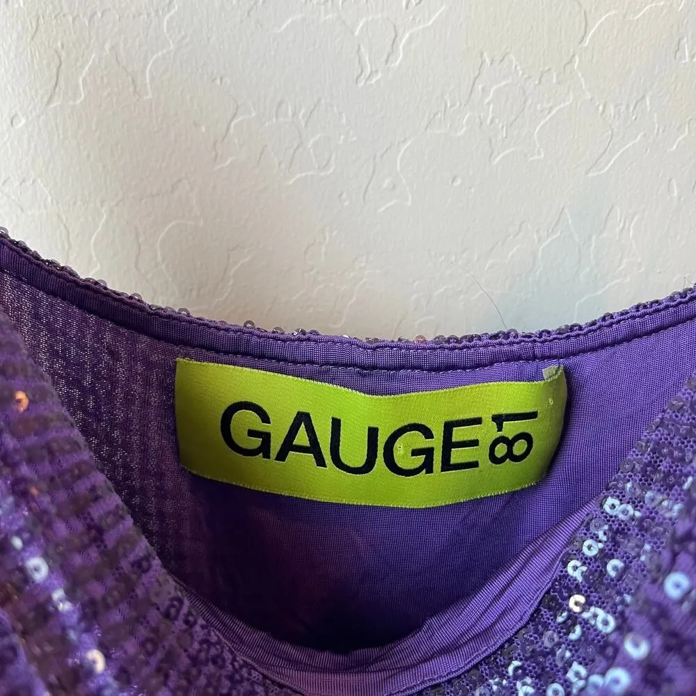 Gauge81 Dress Perry Purple Ruched Sequined Sleeveless Mini Party Dress Size‎ S - Image 6