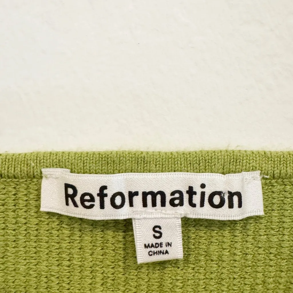 Reformation‎ Julia Thick Knit Ribbed Tank Top Basic Chartreuse Green Size Small - Image 4