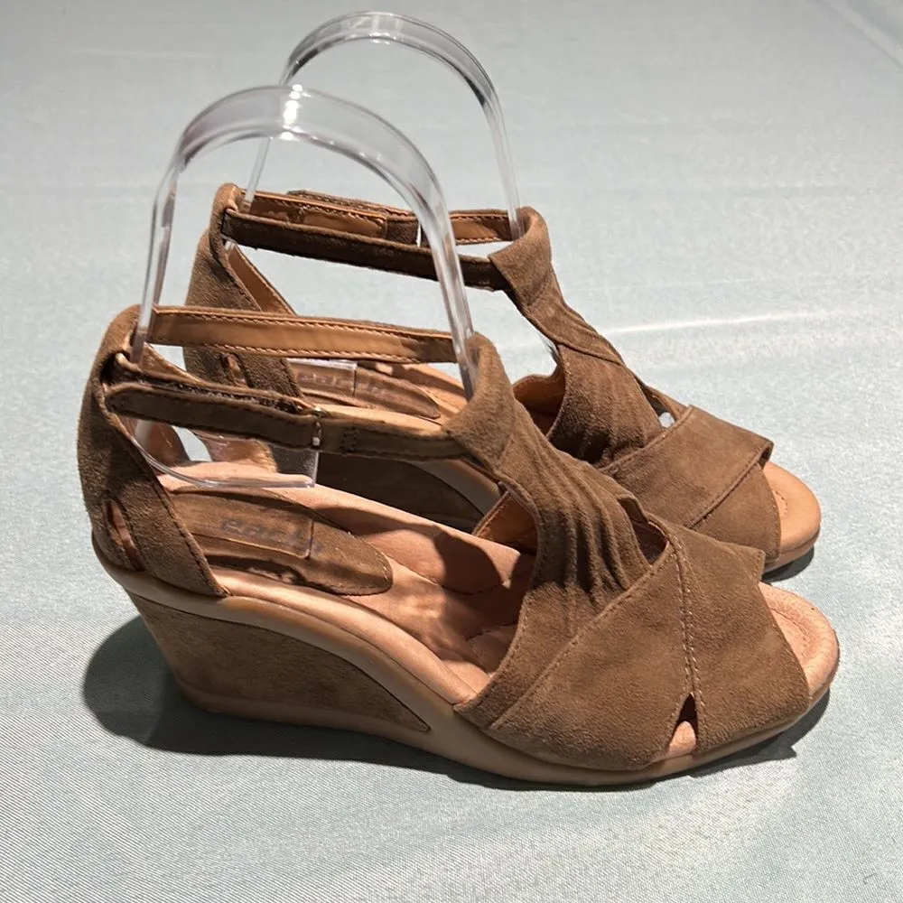 Earth Womens Curvet Wedge Sandal Sz 6B Suede Cushioned Insole NEW‎ B48 Brown - Image 4
