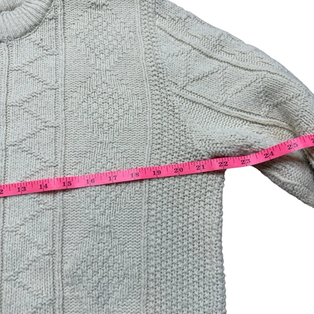 80s Vintage Lahmar chunky cable Knit Cream Crewneck Sweater Large - Image 5