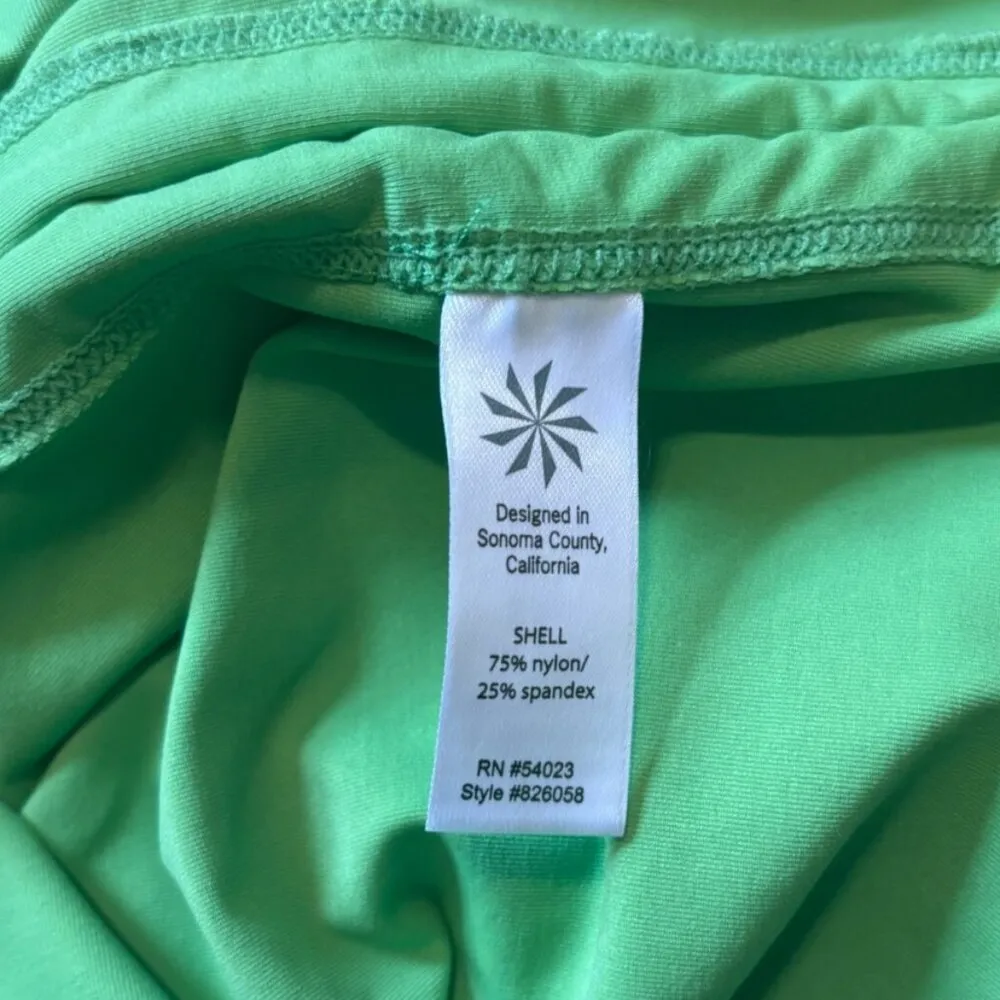 Athleta Swim XS Tidal Long Sleeve ZipUp Ruched Rash Guard Coverup Dress Green - Image 7