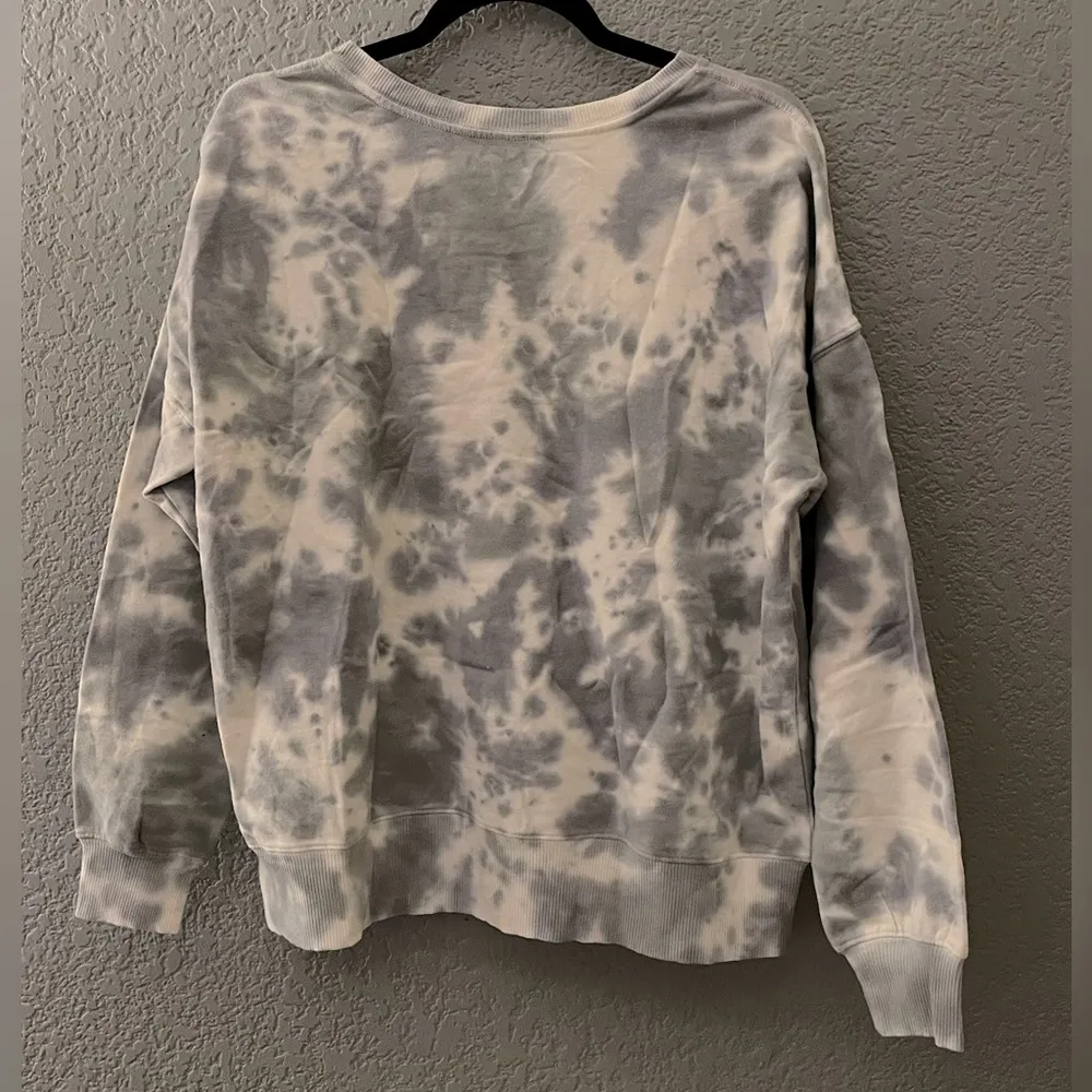 NWT Lacausa Anthropology Warrior Tie Dyed Crewneck Sweatshirt Blue Grey Size M - Image 2