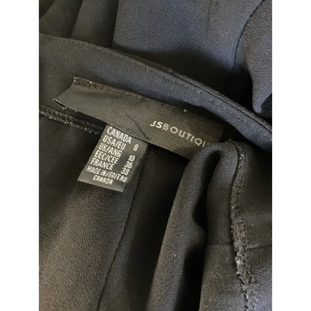 JS Boutique Black Ruffle Straight Leg Pants Crepe High Rise 8 - Image 4