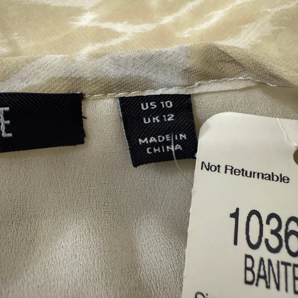 NWT Carlisle Beige White Animal Print Halter Neck Silk Blouse US 10 - Image 10