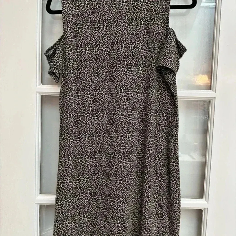 Michael Kors | Cold Shoulder Leopard Print Shift Dress Size M Medium Black - Image 3