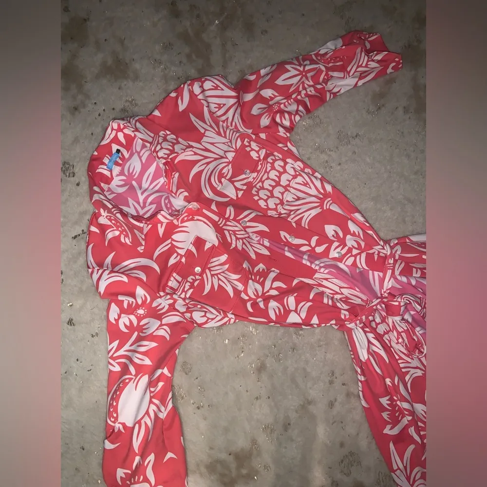 Rare J.McLaughlin pineapple print pink Bryn Dress preppy classic spring floral S - Image 4