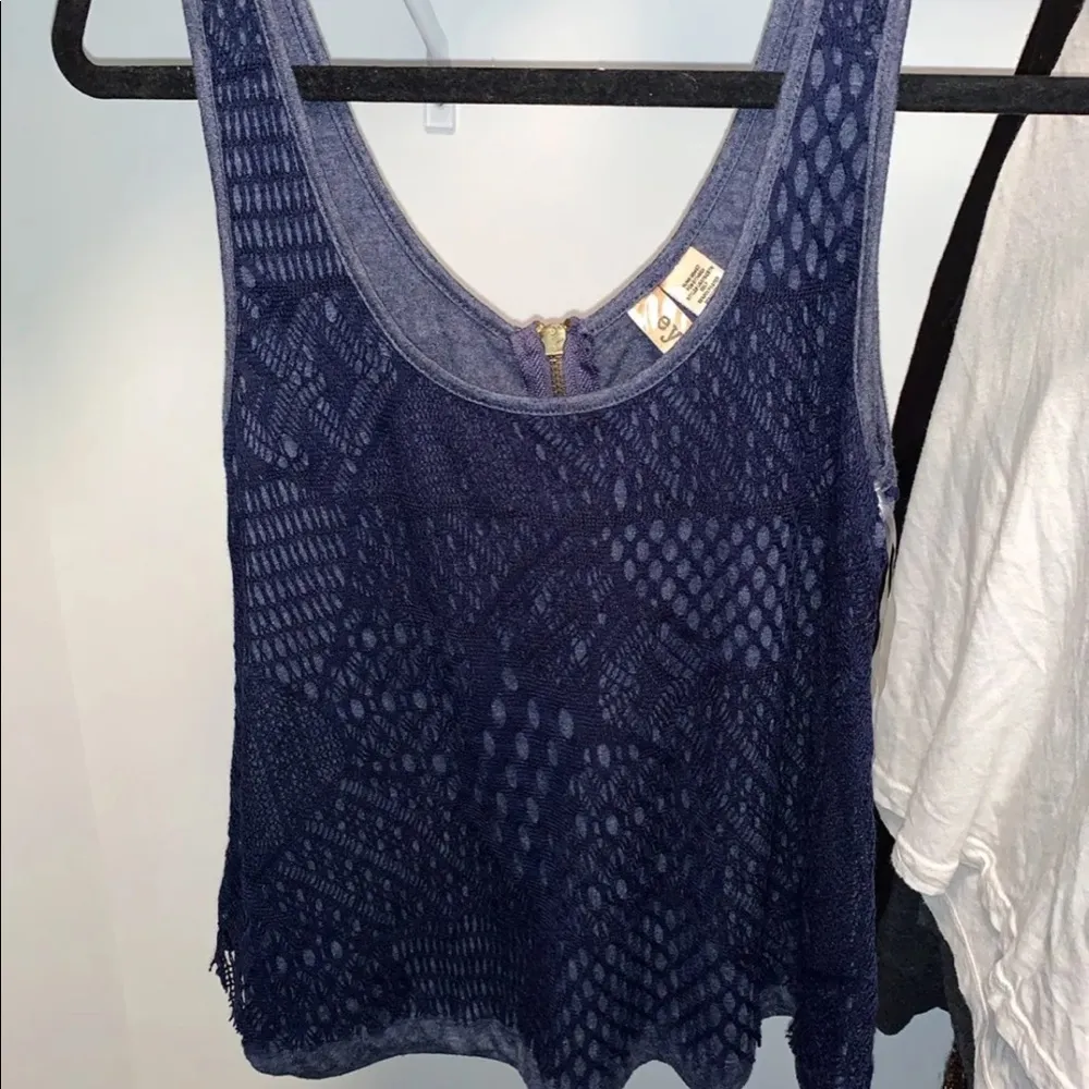 Navy crochet zipper tank - Image 4