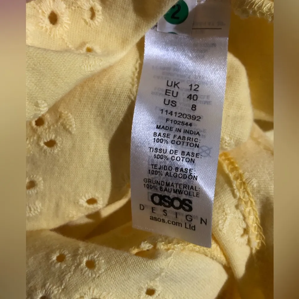 ASOS Design Yellow Eyelet CutOut Cotton Dress NWT!! - Image 4