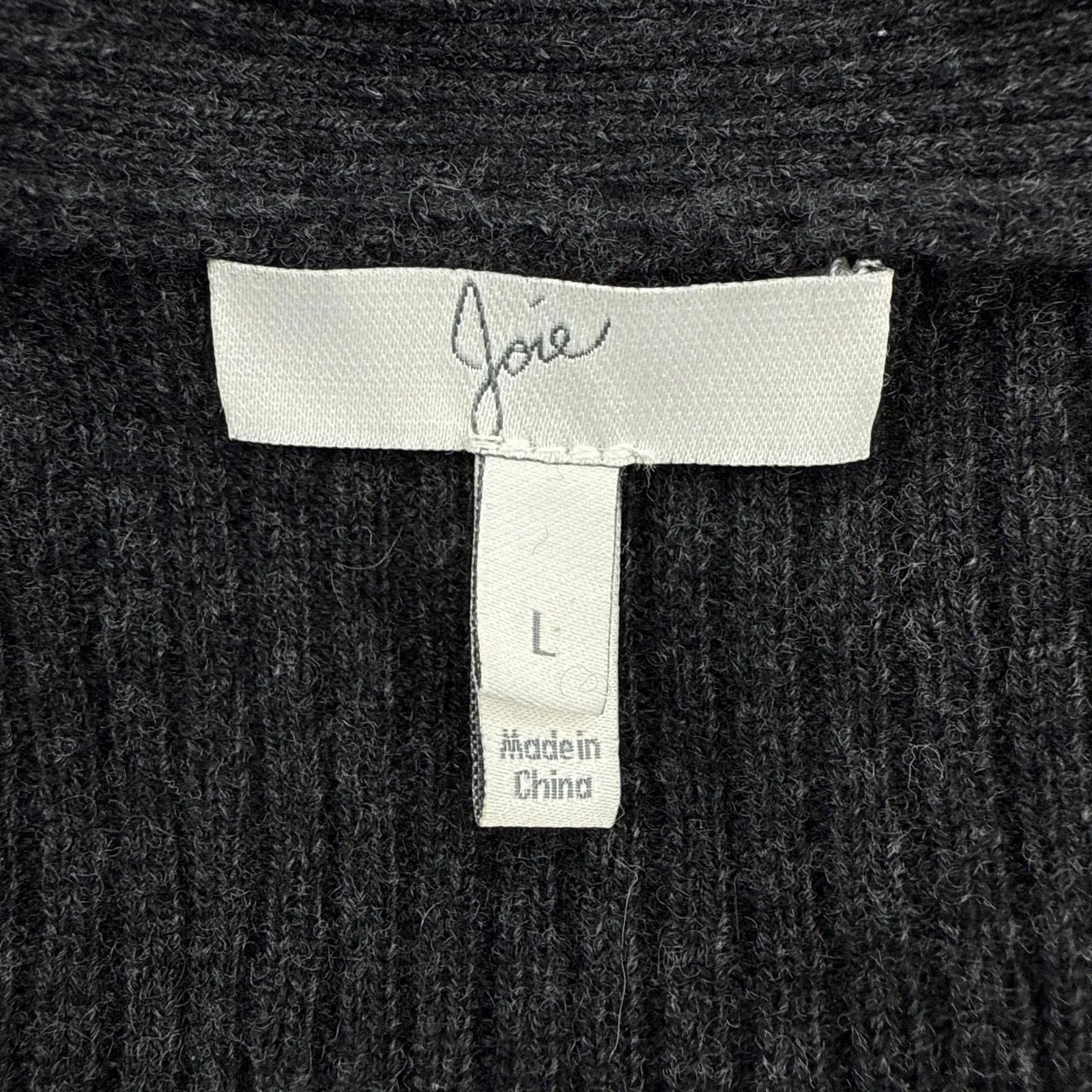 Joie Peronne B Wool Cashmere Sweater Dress Ribbed Pleated Charcoal Gray Large - Image 7
