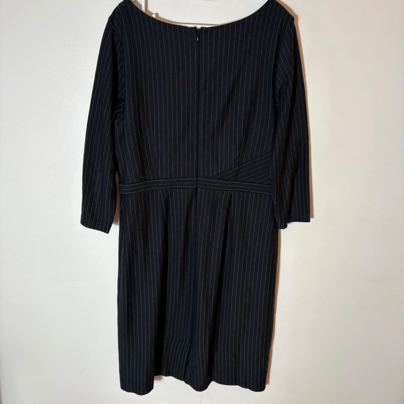 Ann Taylor Black Pinstripe Sheath Midi Dress Size 12 - Image 5
