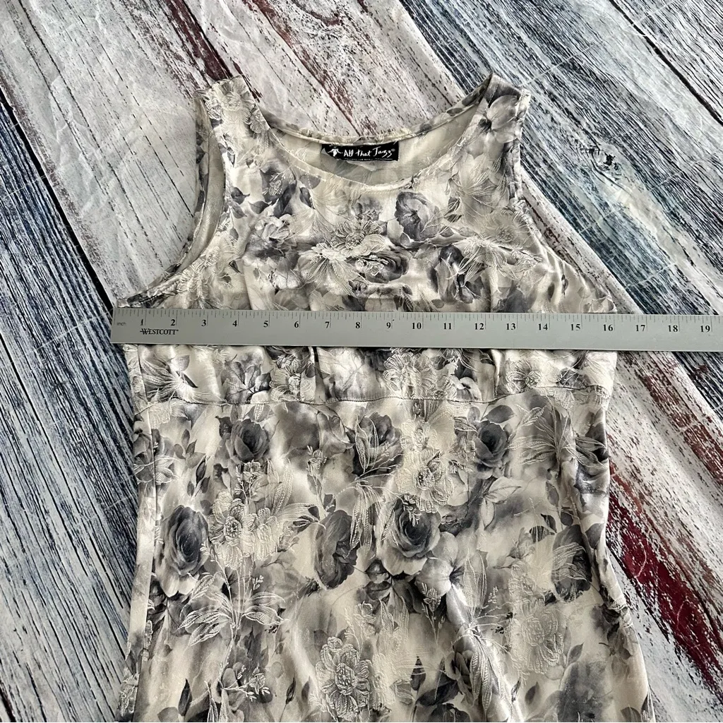 Vintage 90’s All that Jazz Silver Jacquard Floral Satin Maxi Dress - Image 10