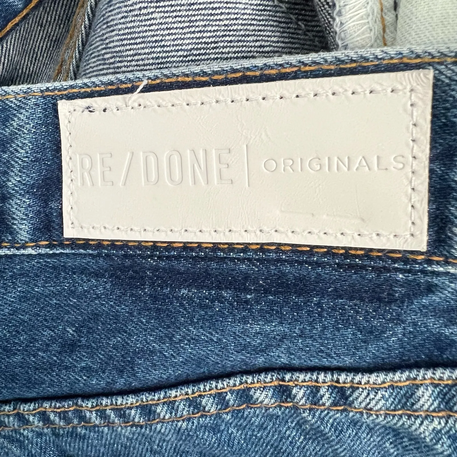 Re/Done High Rise Stove Pipe Denim Jeans Zip Fly Pockets Size 28 Retro Stretch - Image 9