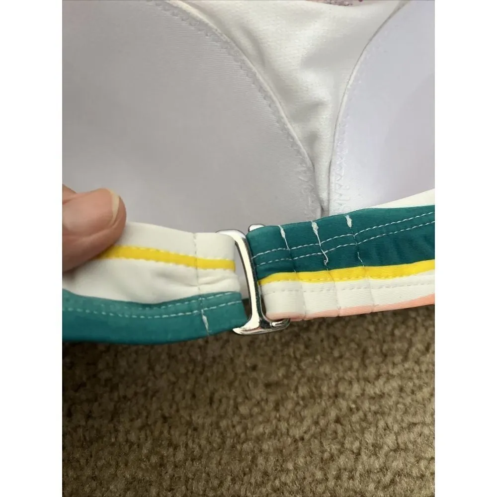 Kona Sol Tropical Multi-Colored Striped Strapless Bikini padded cups top large - Image 5