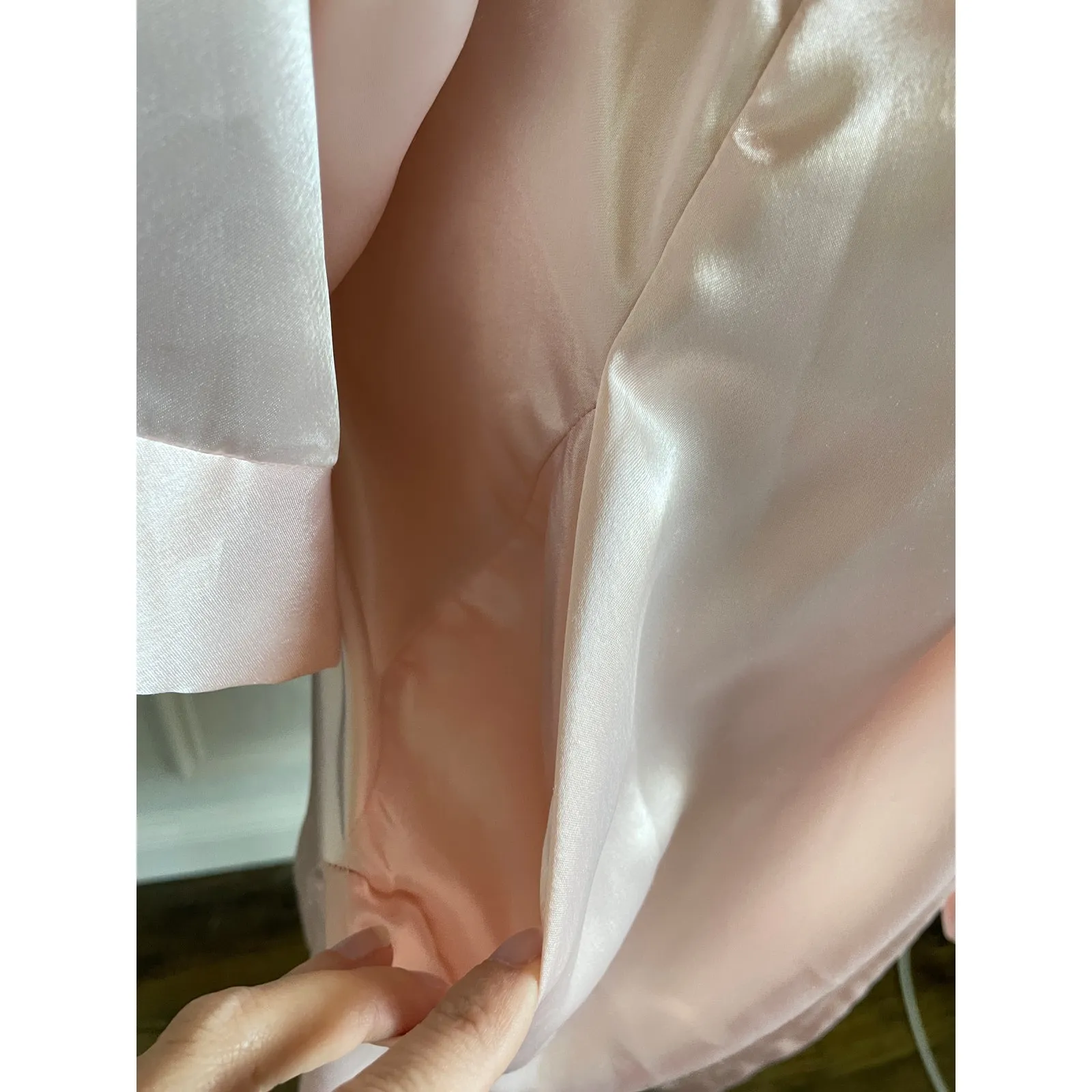 Vintage Intimate Concepts by Terry Russo Pink Floral Lace Applique Satin Robe Size M - Image 8