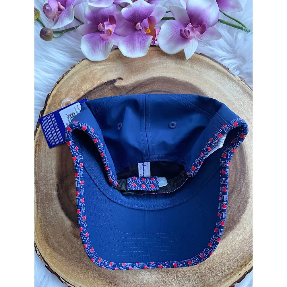 NWT Champion Navy Logo Print Trim Cap - Image 4