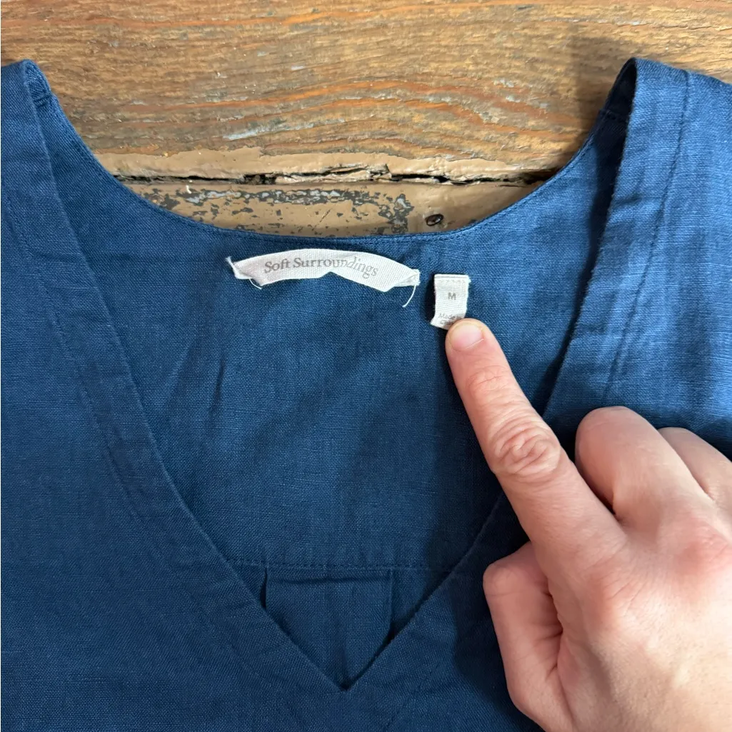 Soft Surroundings Milano 100% Linen Bell Sleeve Dress ~ Size Medium 💚🍄 - Image 9