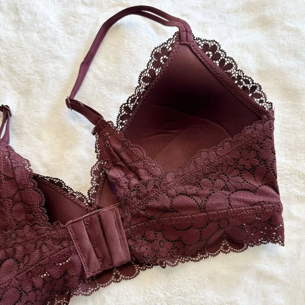 NWT Aerie Real Happy Wireless Lightly Lined Candy Lace Bra in Royal Berry - 34C - Image 6