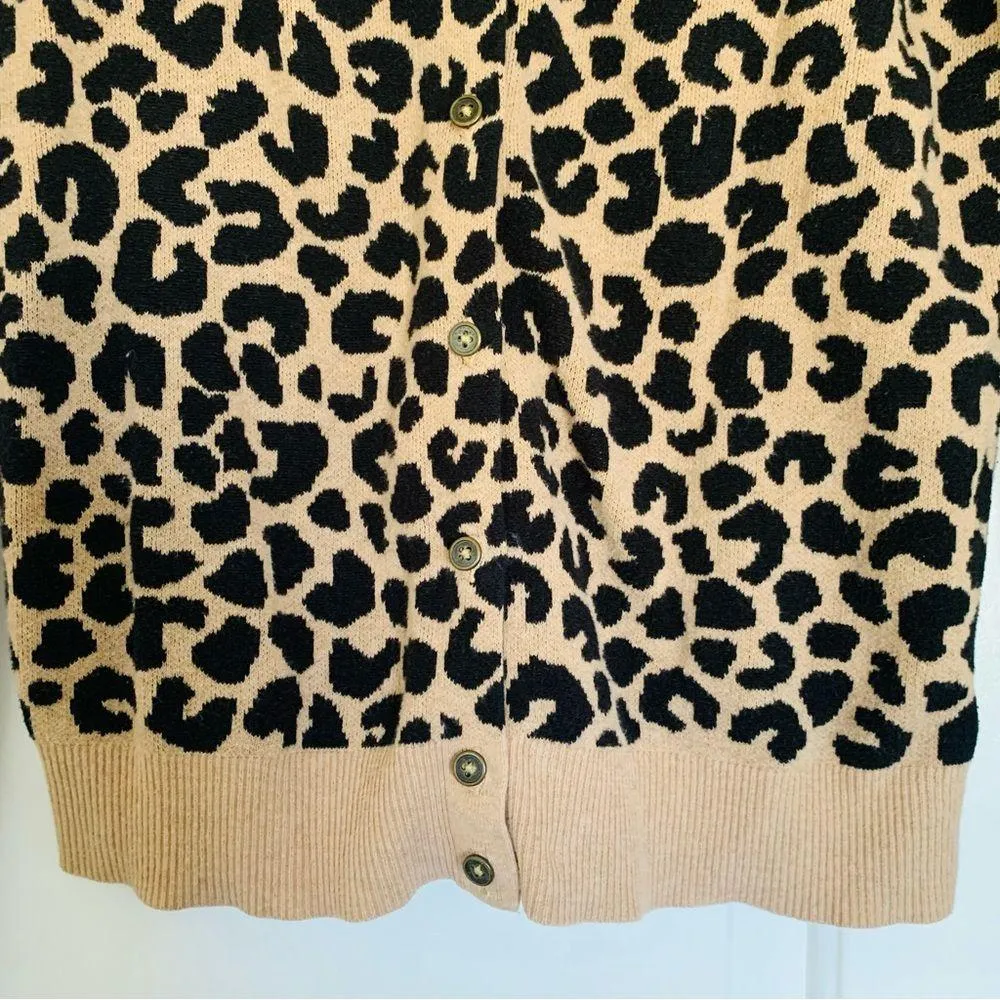 a new day Leopard Print Cardigan Sweater with Buttons | Size: L - Image 4
