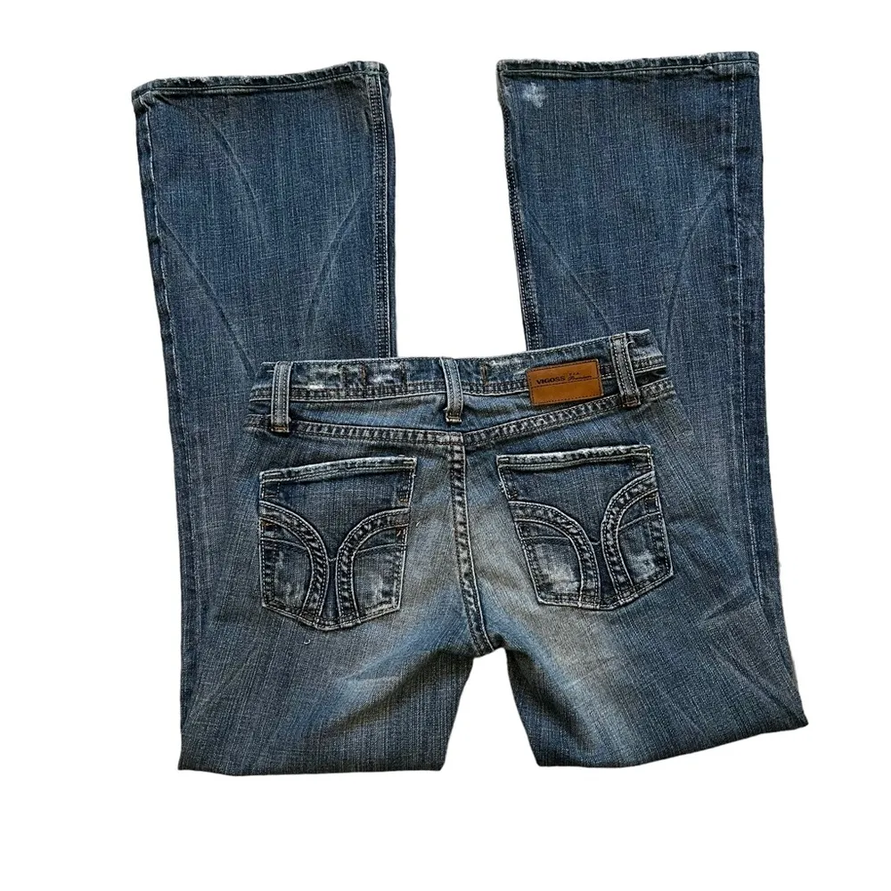 Vigoss Premium Distressed Flare Jeans, Sz 7/8 - Image 2