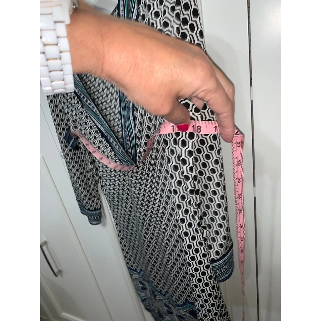 Sophie Max XS‎ Geometric Print Dress Multicolor 3/4 Sleeve V-Neck - Image 5