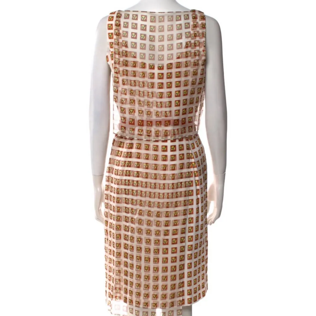 Carolina Herrera Brown and White Patterned Midi Dress - Image 3