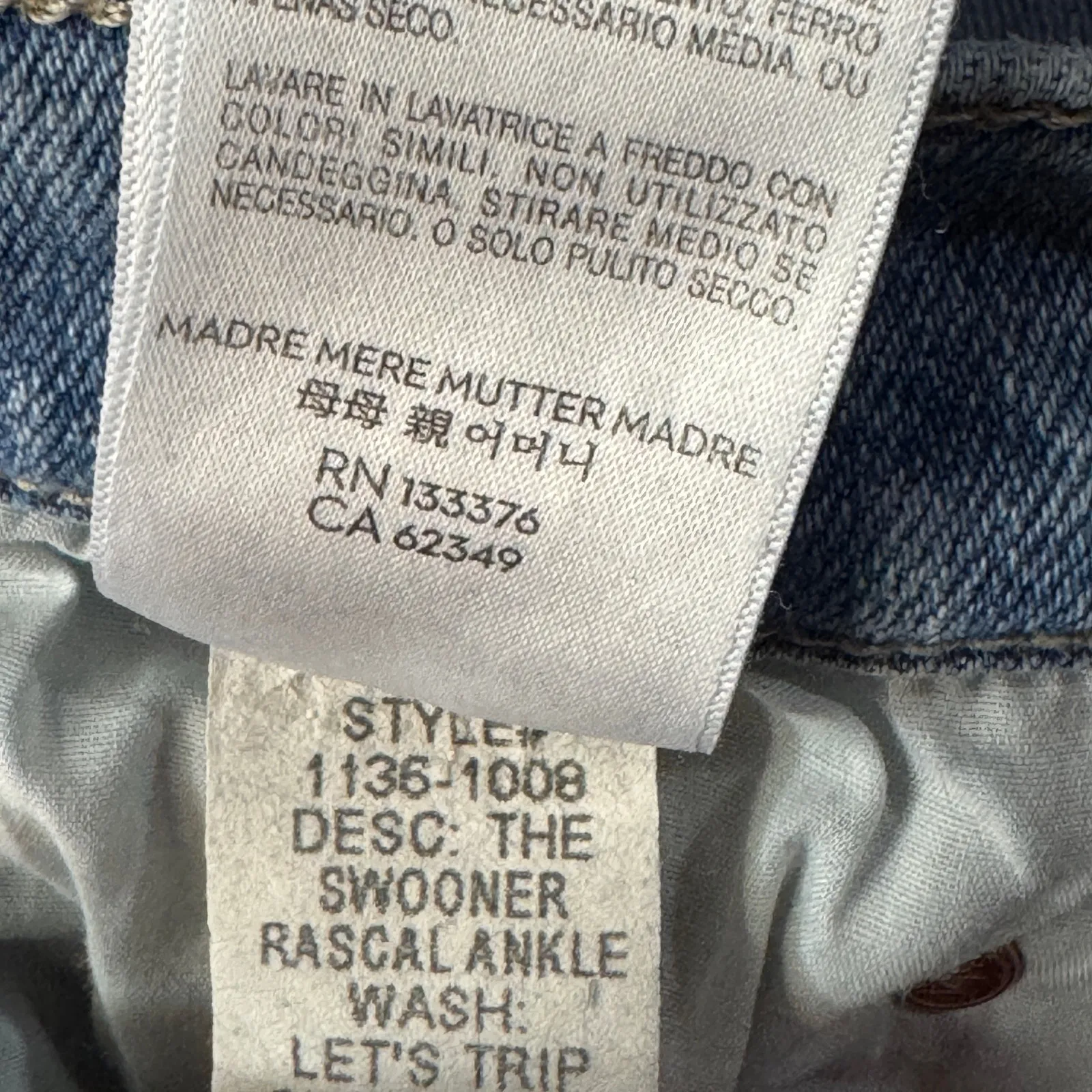 Mother SZ 28 The Swooner Rascal Ankle Jeans Let’s Trip Zip - Image 14