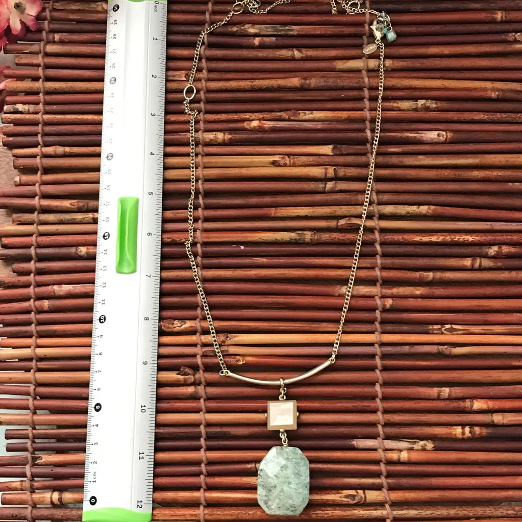 Chico's Chico’s Long Gold Tone Necklace Green Stone - Image 6