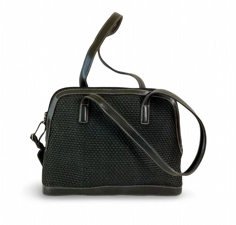 Jones New York Black Woven Satchel Handbag Purse - Image 2