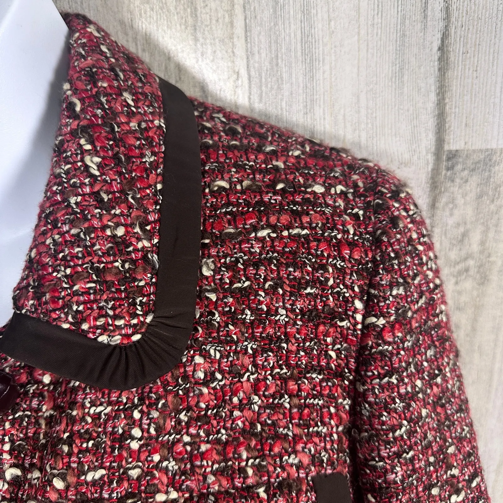 Talbots Wool Blend Tweed Blazer – Burgundy & Brown – Sz 10 • Classic - MSRP $199 - Image 6