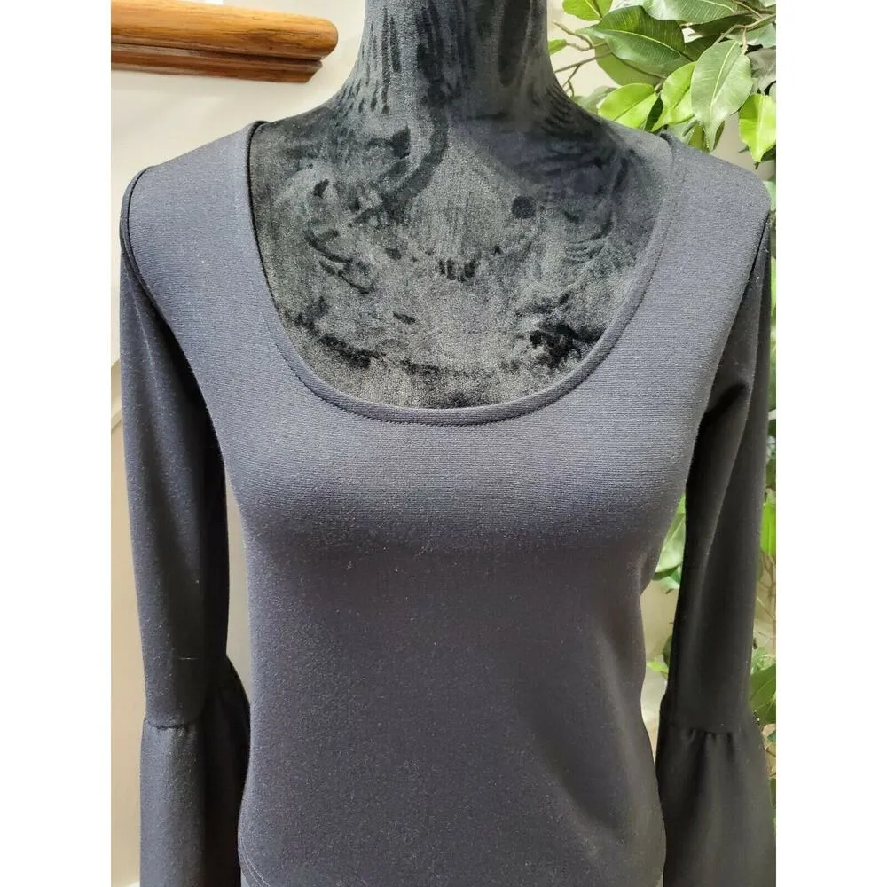Torn by Ronny Kobo Women Black Polyester Scoop Neck Long Sleeve Top Shirt Size M - Image 3