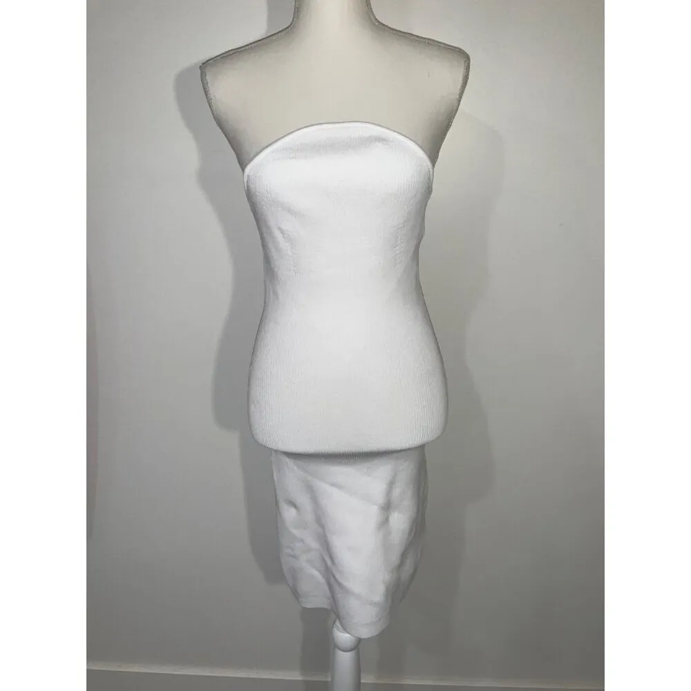 Alexis Giasa Dress in White Medium New Womens Knit Strapless Cocktail - Image 4