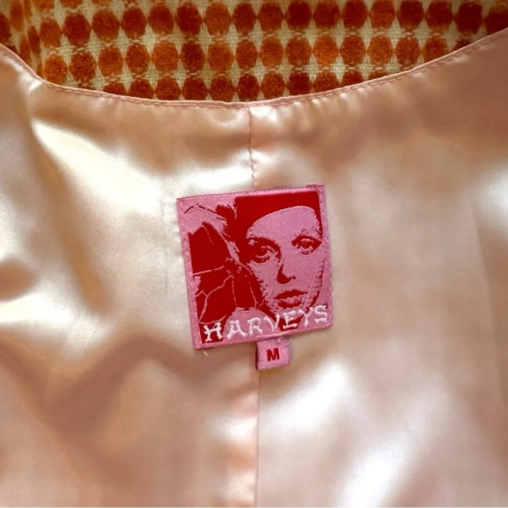 HARVEYS BOUTIQUE Orange Houndstooth Short Sleeve Belted Jacket - Image 9