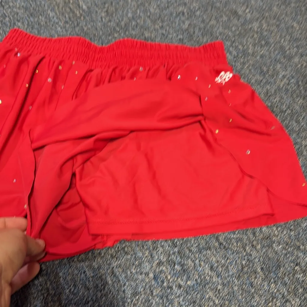 FAME Cheer Red Women's Butterfly Shorts with Sequin Detail Adult M Practice Wear Size M - Image 4