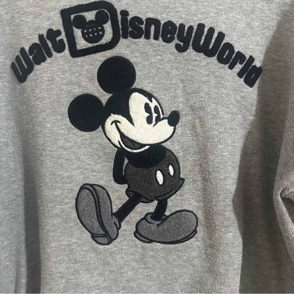 Parks Walt Disney Mickey Mouse Grey Cropped Sweatshirt S - Image 2