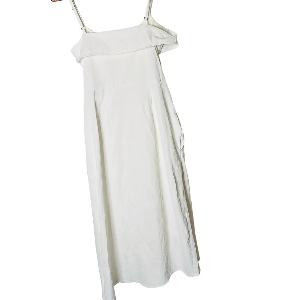 COLOVOS Women's White Tank Top Tie Front Sleeveless Pocket Midi Dress Size 2 - Image 6