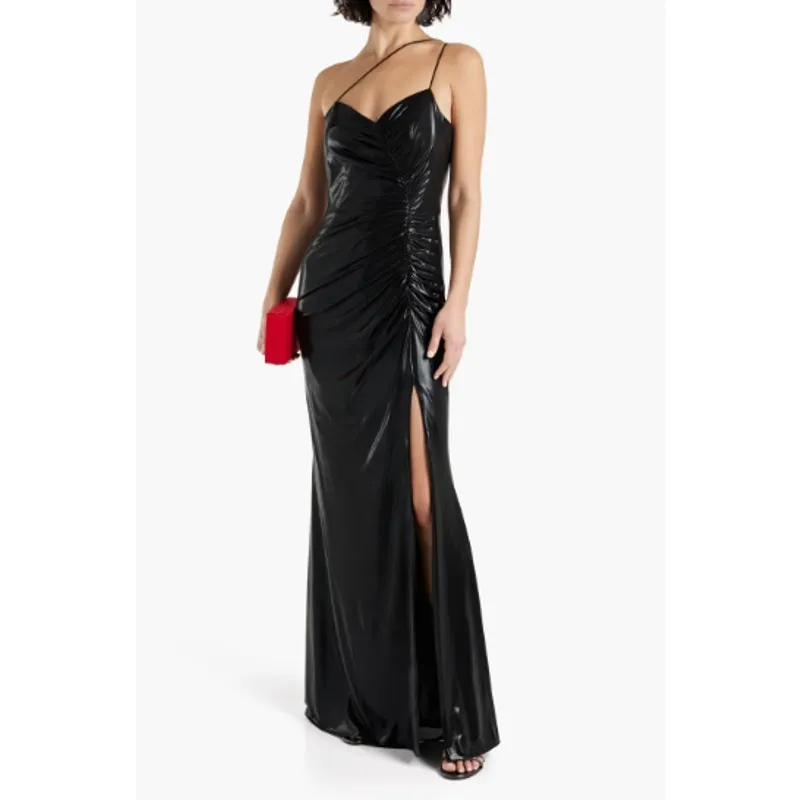 Marchesa Notte Ruched Gown Dress Lame Black Size 8 NEW - Image 5