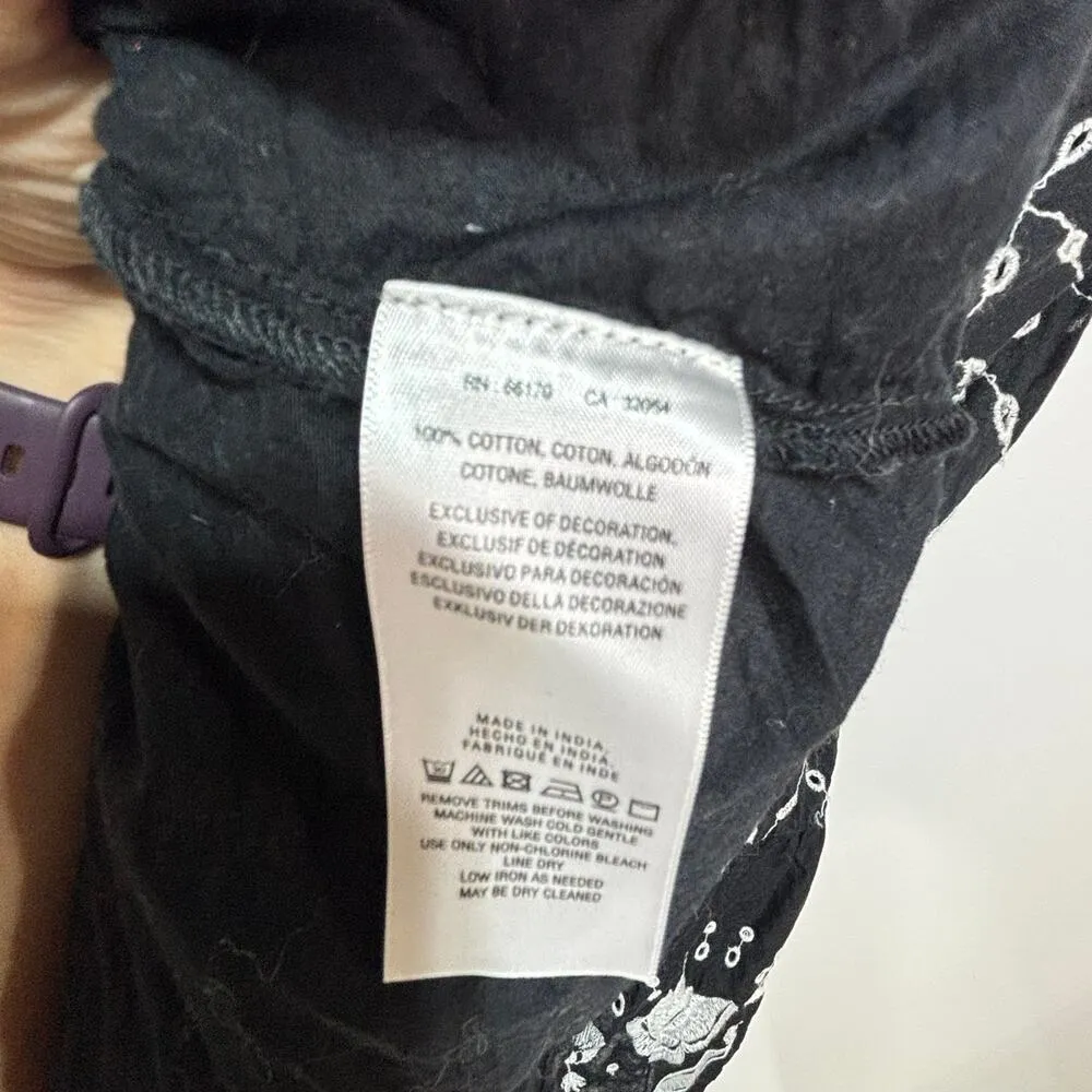 Anthropologie Marisol Off The Shoulder Embroidered Midi Dress Black, White 0 - Image 9