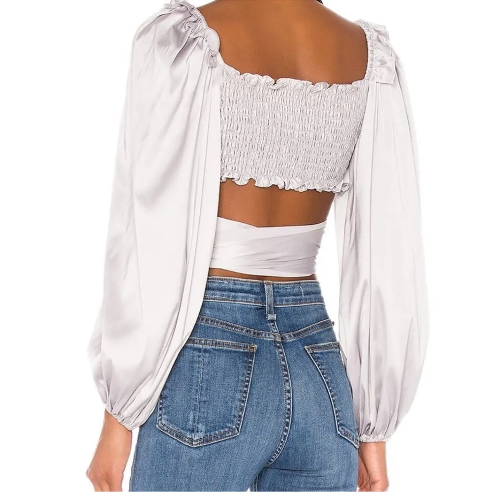 For Love & Lemons Argent Wrap Long Sleeve Top in Silver  Small - Image 6